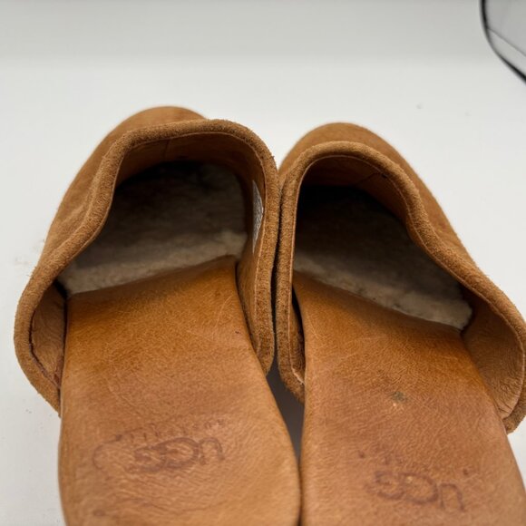 UGG Women's Abbie Mule Wood Heel Clog Shearling Sherpa Shoe Brown Suede Size 7 - Picture 7 of 12